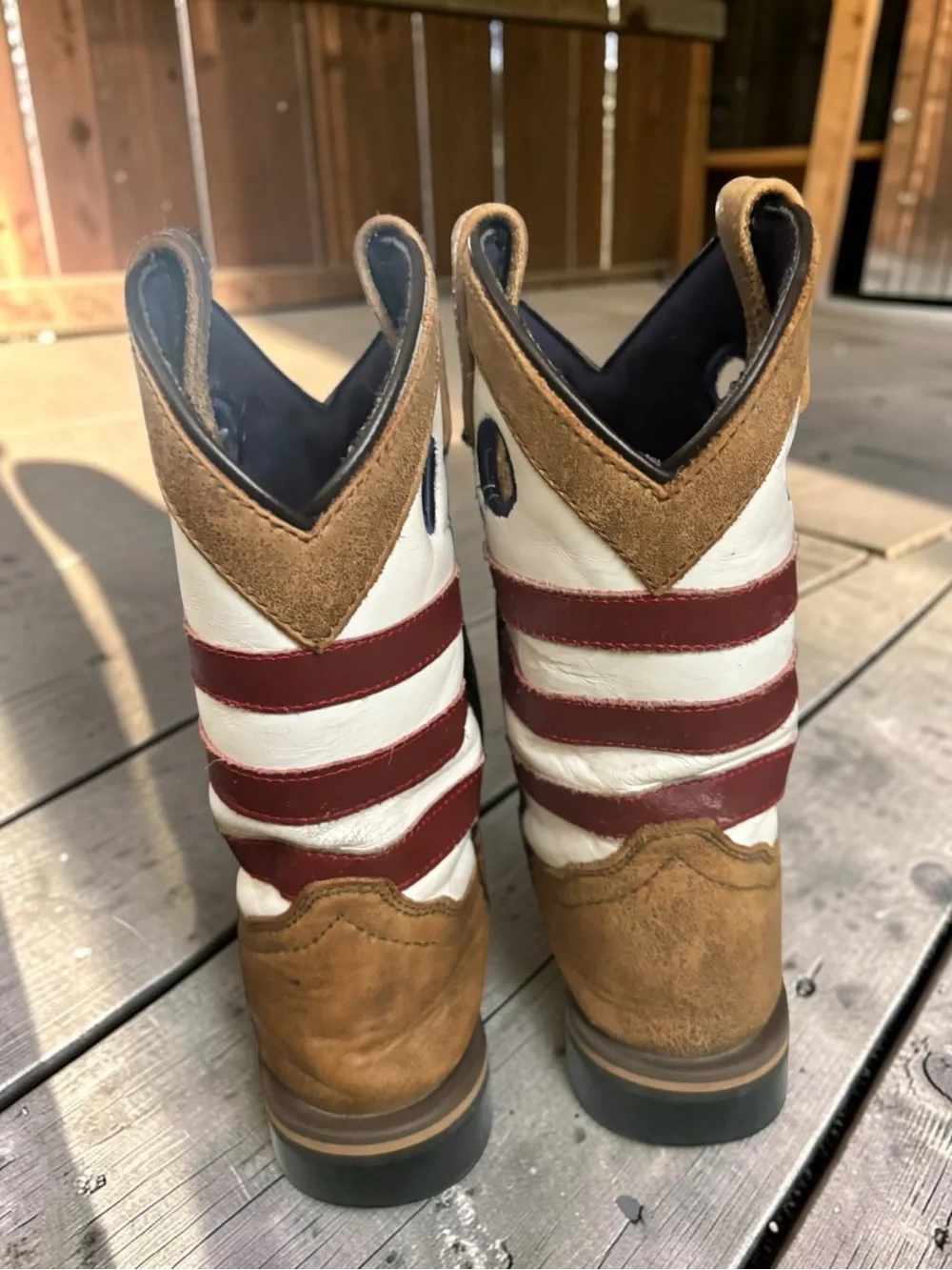 Smoky Mountain Kids Cowboy Boots Size 1R American Flag Stars Stripes Western